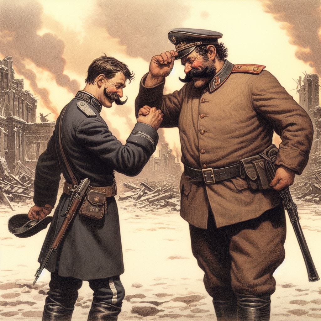 political cartoon of Hitler and Stalin.