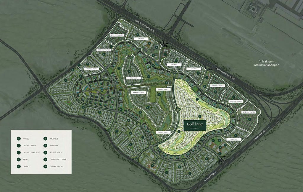 Emaar South Masterplan with highlighted area of Golf Lane project