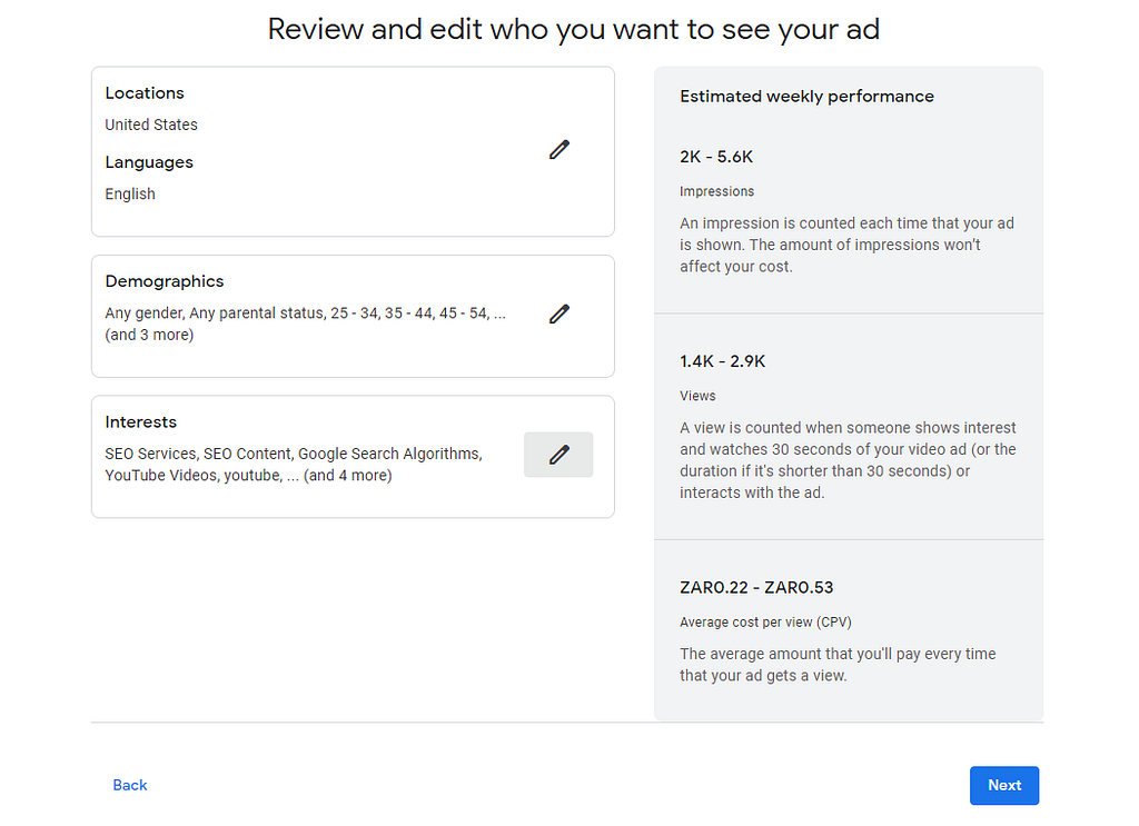 Google Video Ad Settings