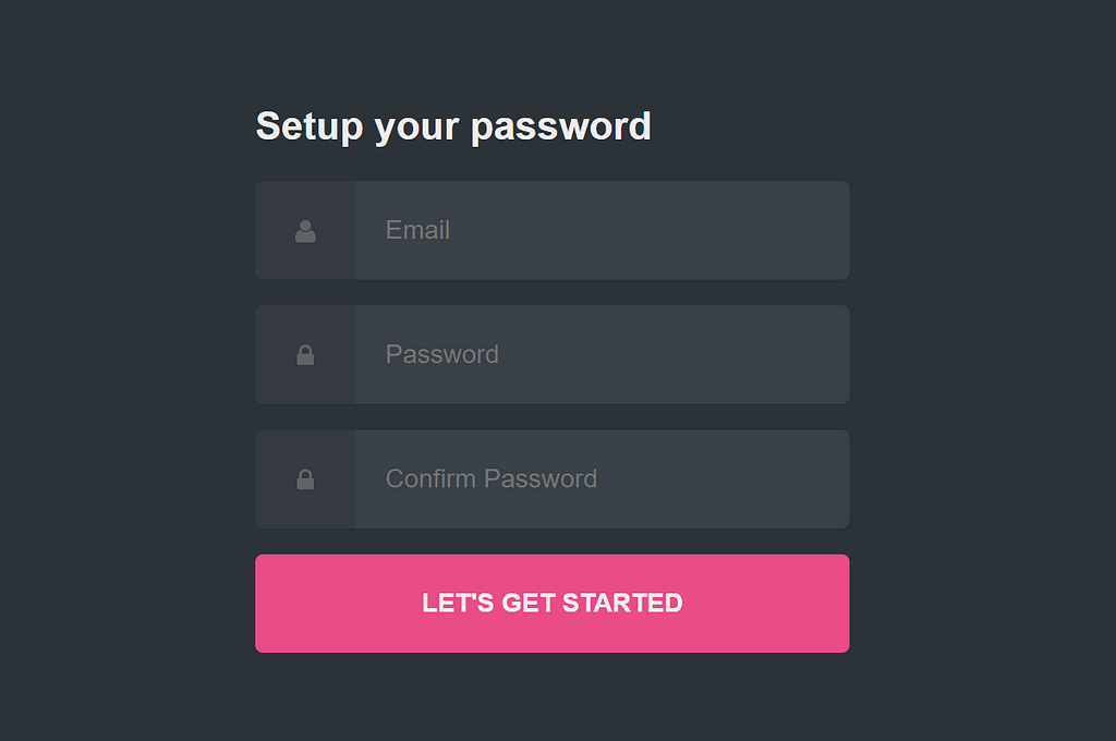 Web Lock Password Setup Screen