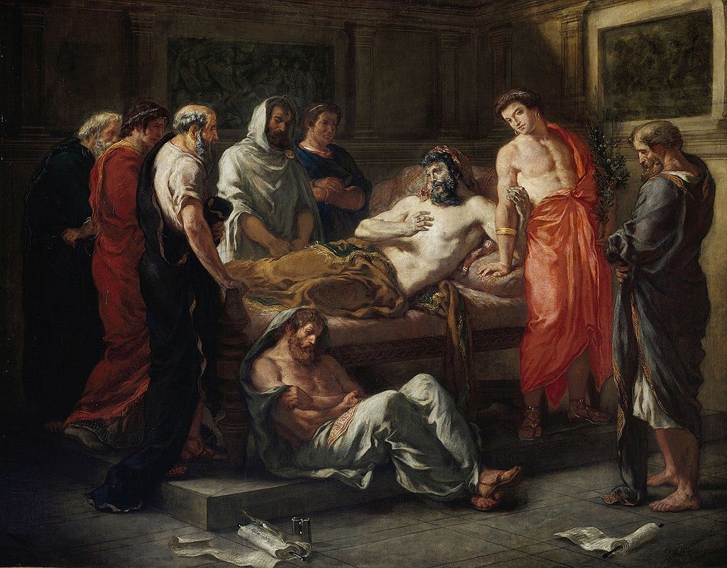 Last Words of the Emperor Marcus Aurelius is an 1844 painting by the French artist Eugène Delacroix