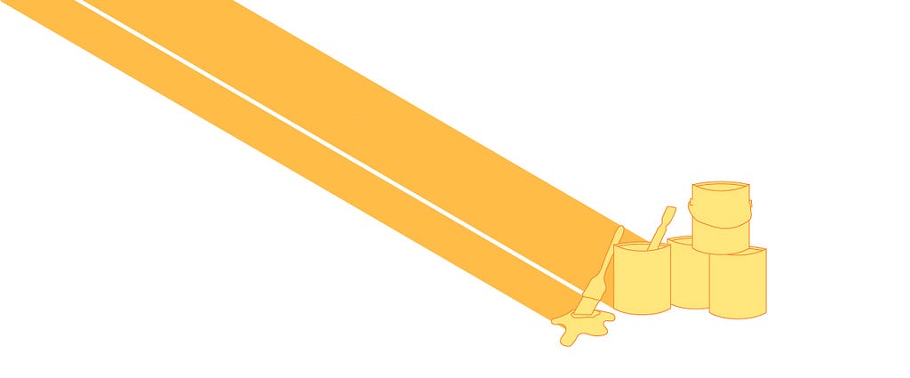 Illustration of yellow paint cans.