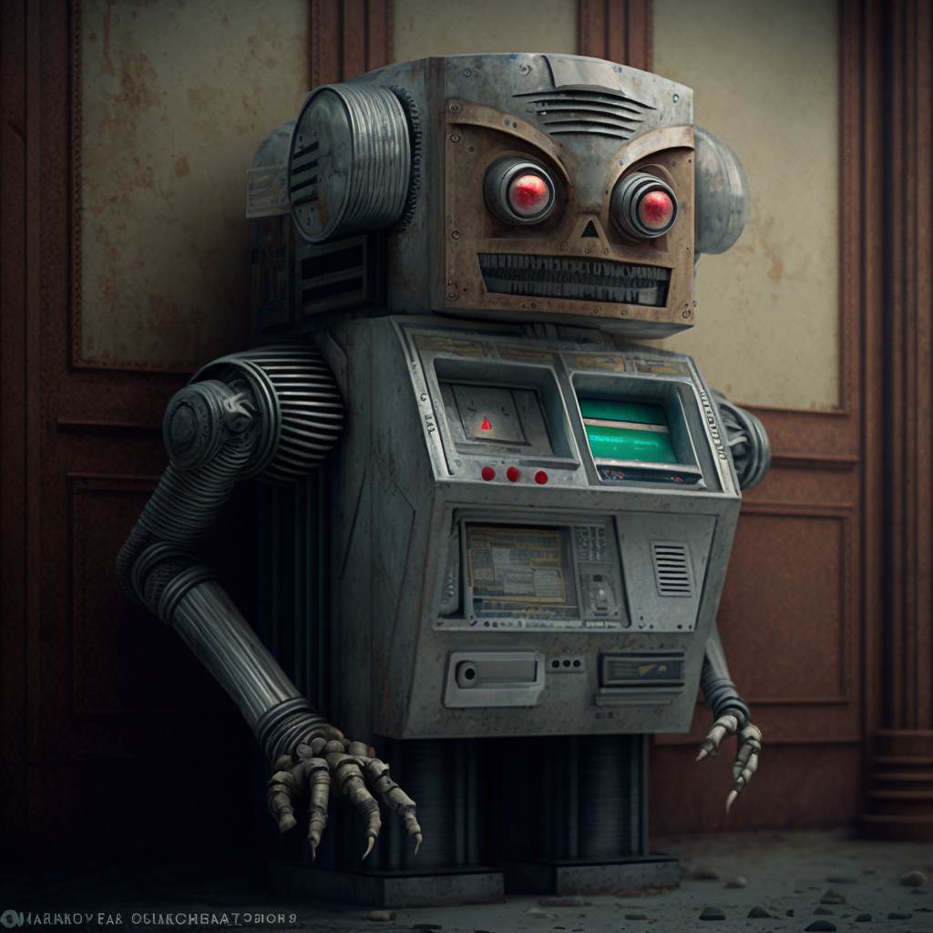 Slightly sinister robot as an ATM