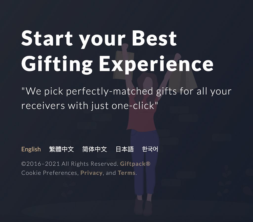 Giftpack picture stating “start your best gifting experience”