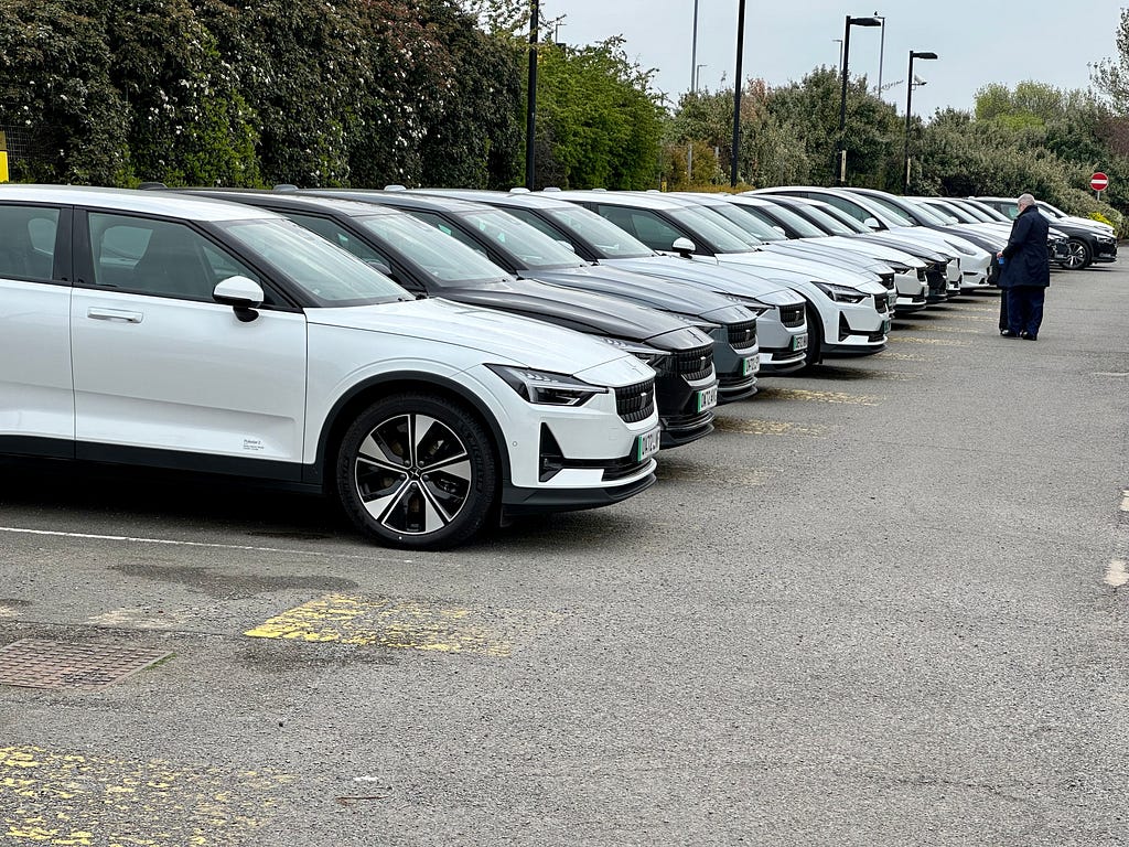 A row of Polestar electric cars