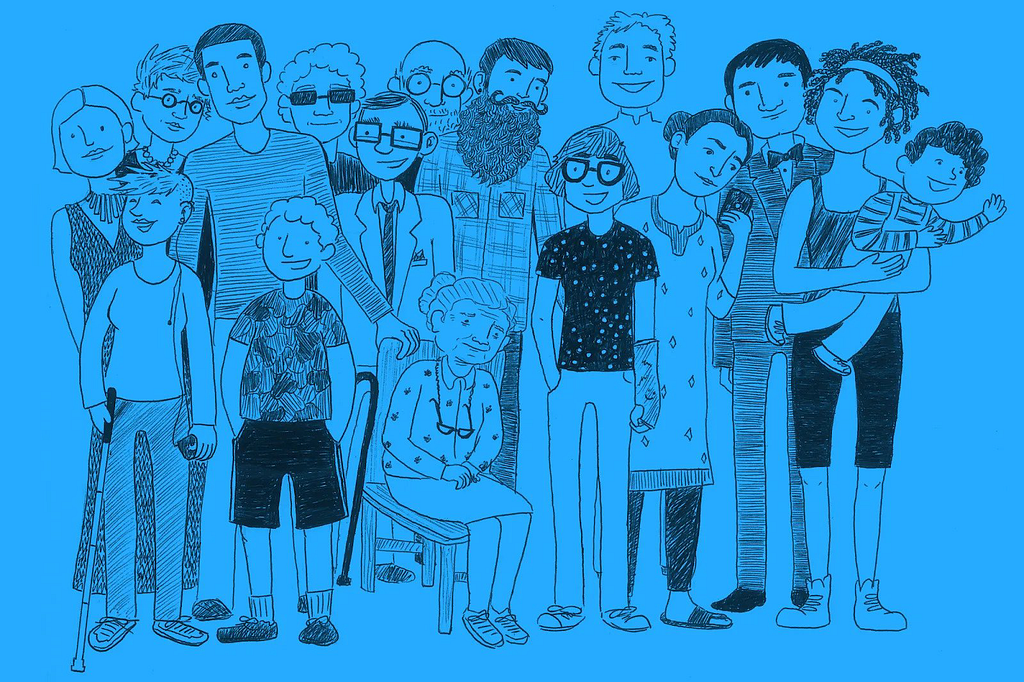 An illustration of a group of people with different disabilities gotten from the reference article