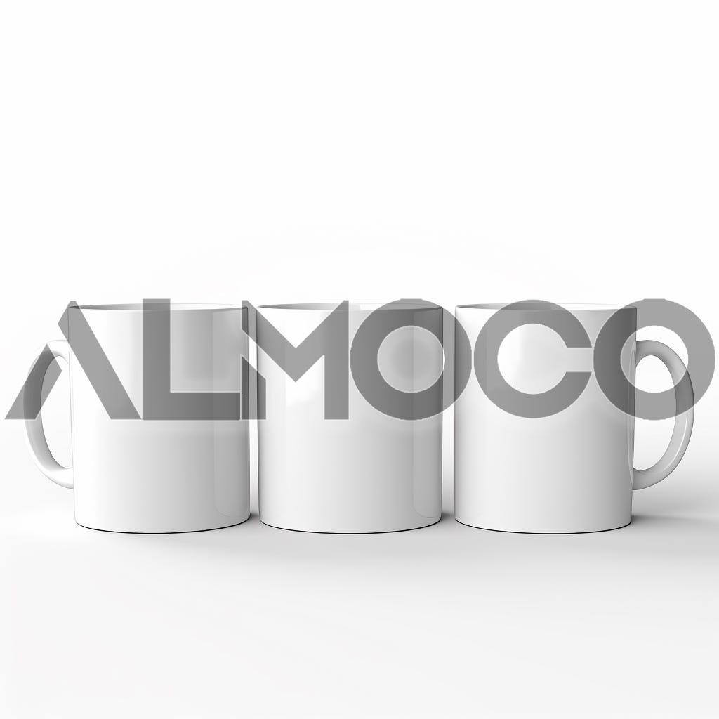 Three mugs on a white background