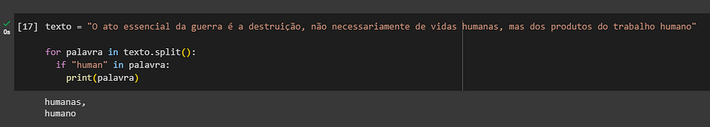 você pode inspecionar as substrings fazendo um fatiamento, usando o método split(), e imprimindo cada uma usando um loop for: