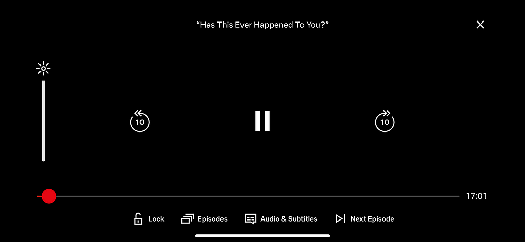Screenshot of Netflix’s video player interface when playing