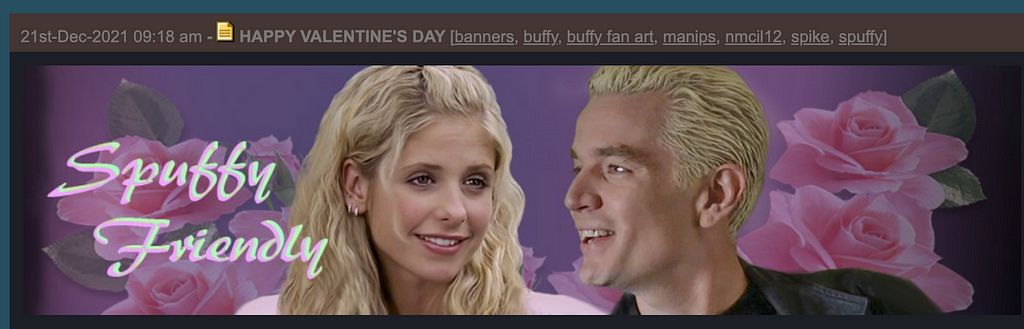 Screengrab of some fan art from a recent Spike/Buffy fan page