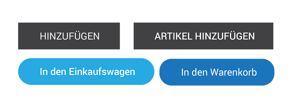 Different "add to cart" button variations in German
