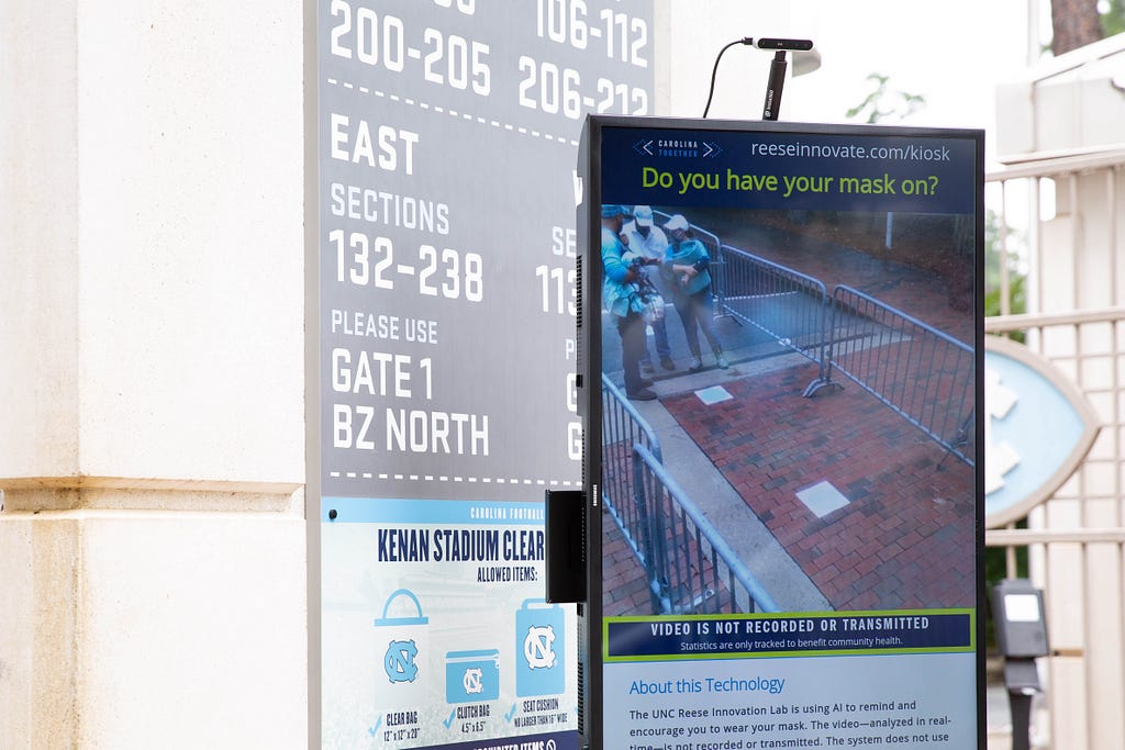 Health Greeter Kiosks welcome guests.