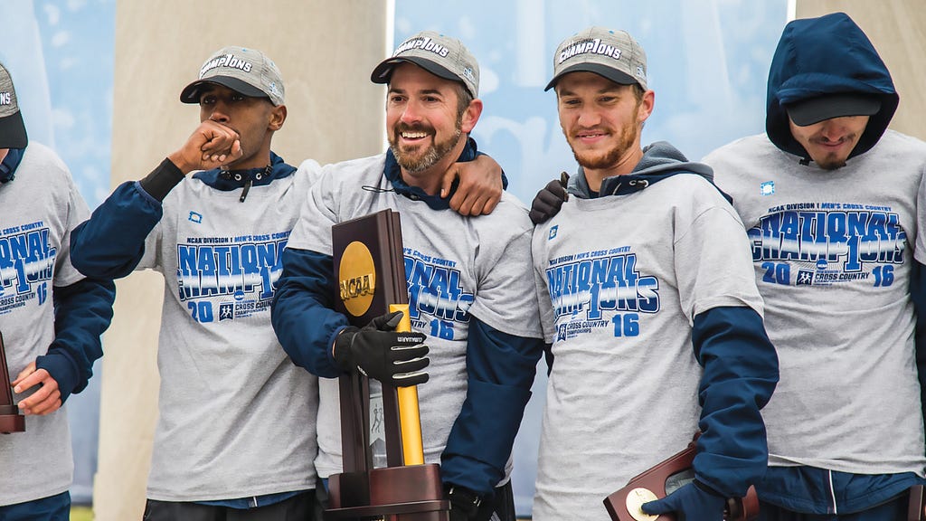 NAU Cross Country team winning the 2016 NCAA Division 1 cross country national championship