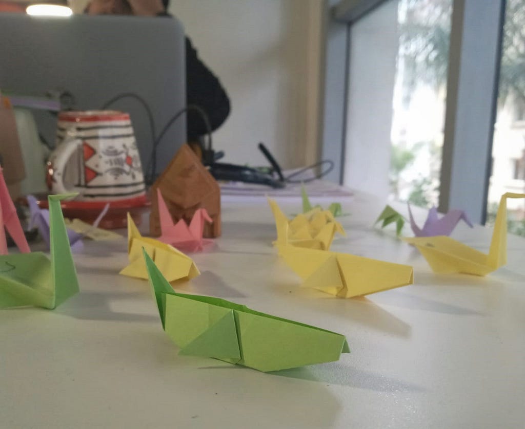 Origami birds on my desk