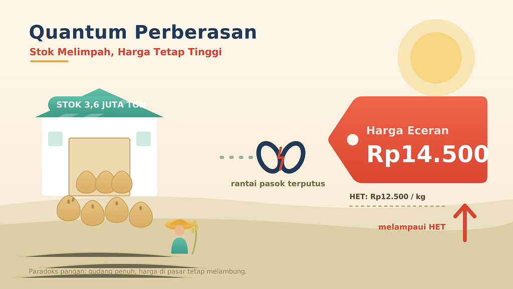 Quantum Perberasan di Indonesia: Stok Melimpah, Harga Tetap Tinggi