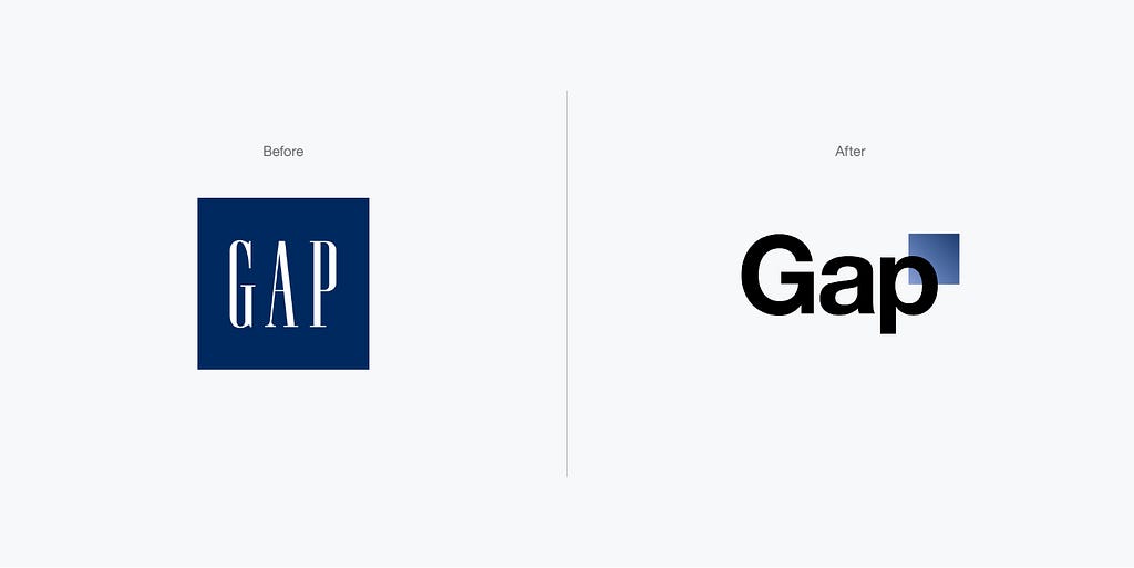 GAP logo before and after rebranding reference