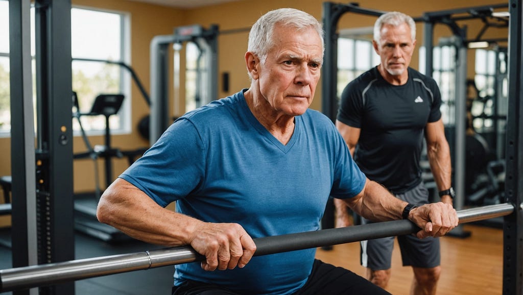 Older men in the gym