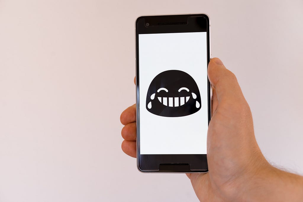 Image on smiling face on phone