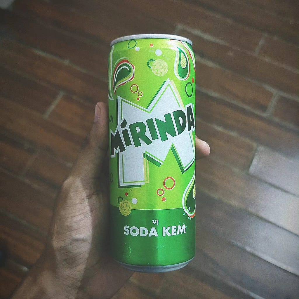 Mirinda packaging shot by author….