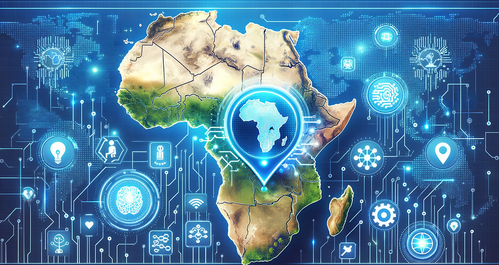 An image depicting the a map of Africa and AI