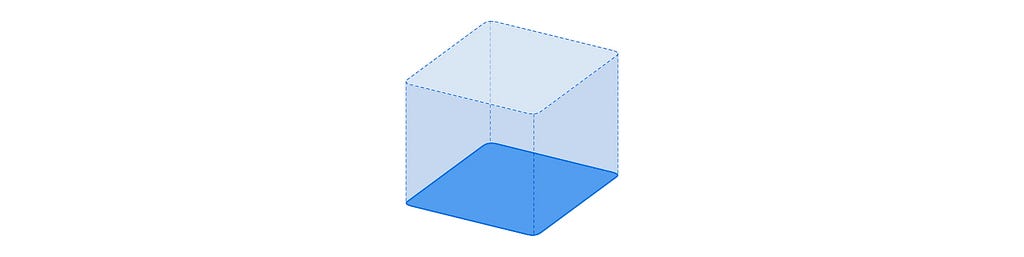 Isometric blue cube with translucent walls.