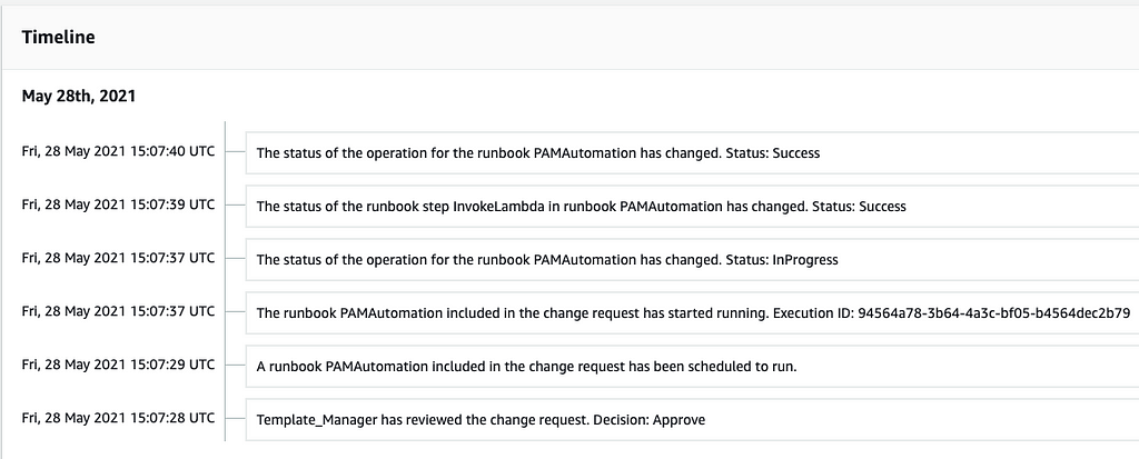 Change Manager Timeline