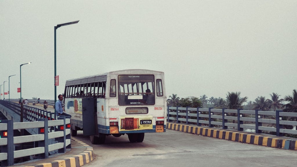 A KSRTC Bus on a bridge