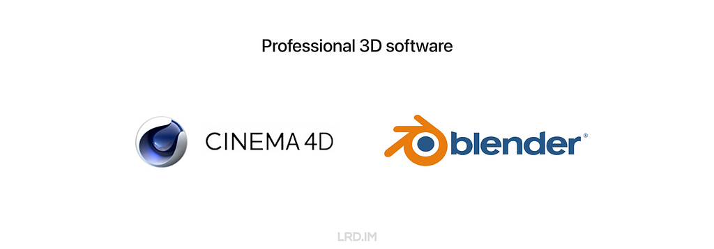 The logos of two professional 3D design software are displayed, with CINEMA 4D on the left and Blender on the right, emphasizing their importance in the 3D design field.