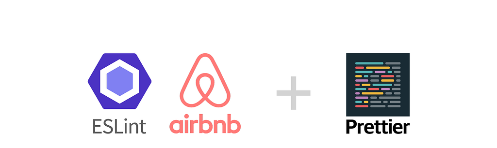 ESLint, airBnB and Prettier logos.