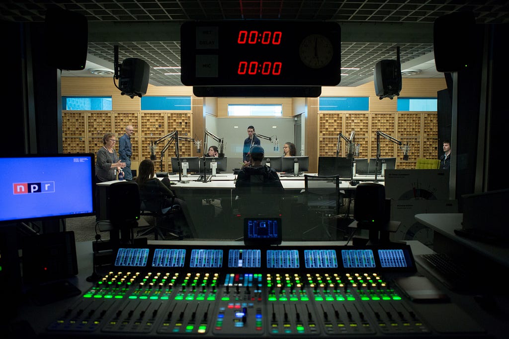 Inside the recording studio for NPR radio programs
