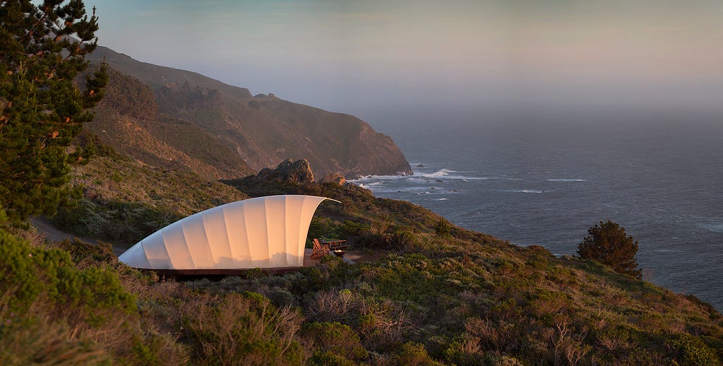 large “cocoon-shaped” luxury tent