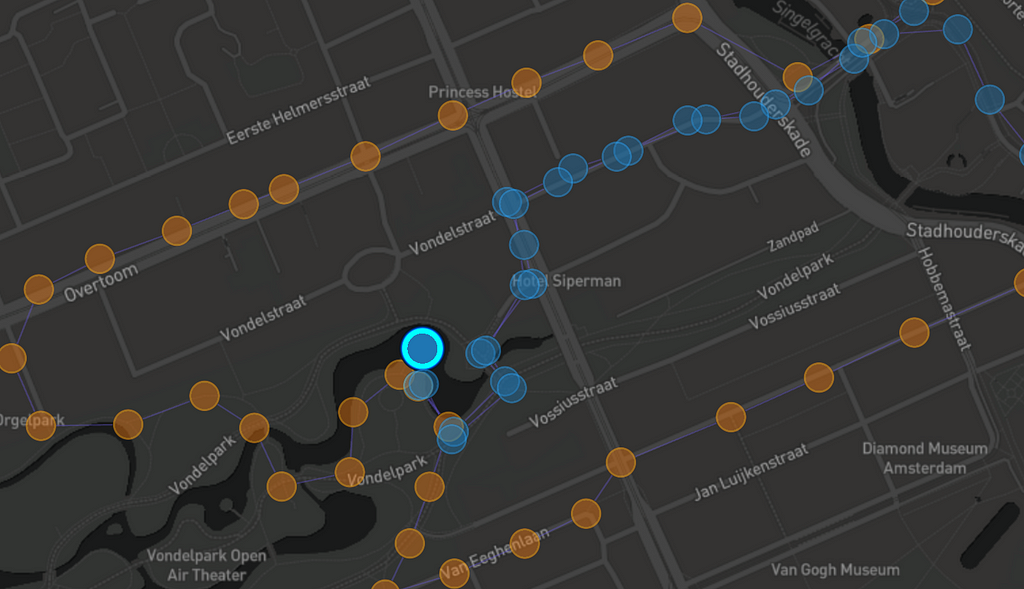 Map view of two suspects GPS traces