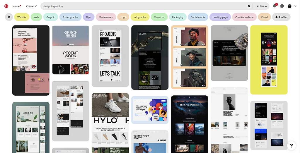 Using Pinterest for Collecting Design Inspiration