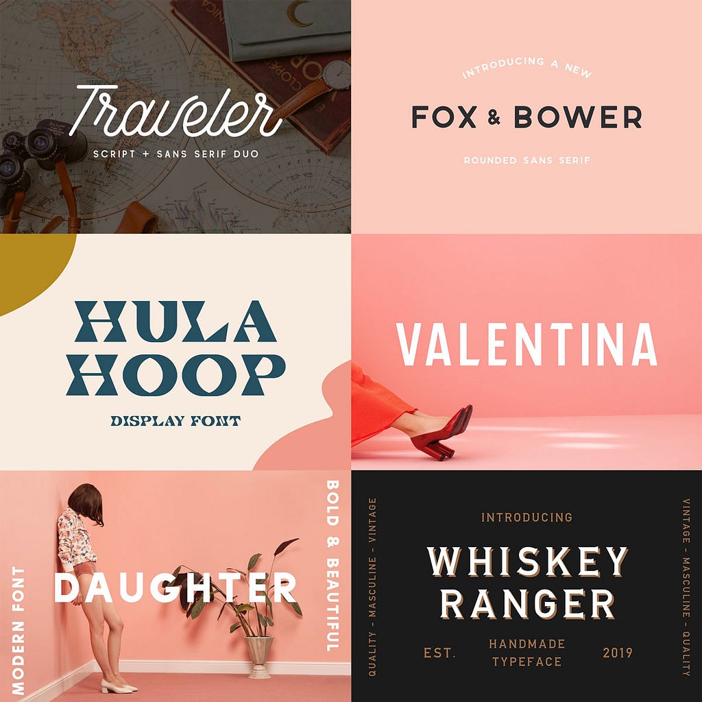 A sample of Alex’s fonts, available for sale at https://creativemarket.com/theroutinecreative