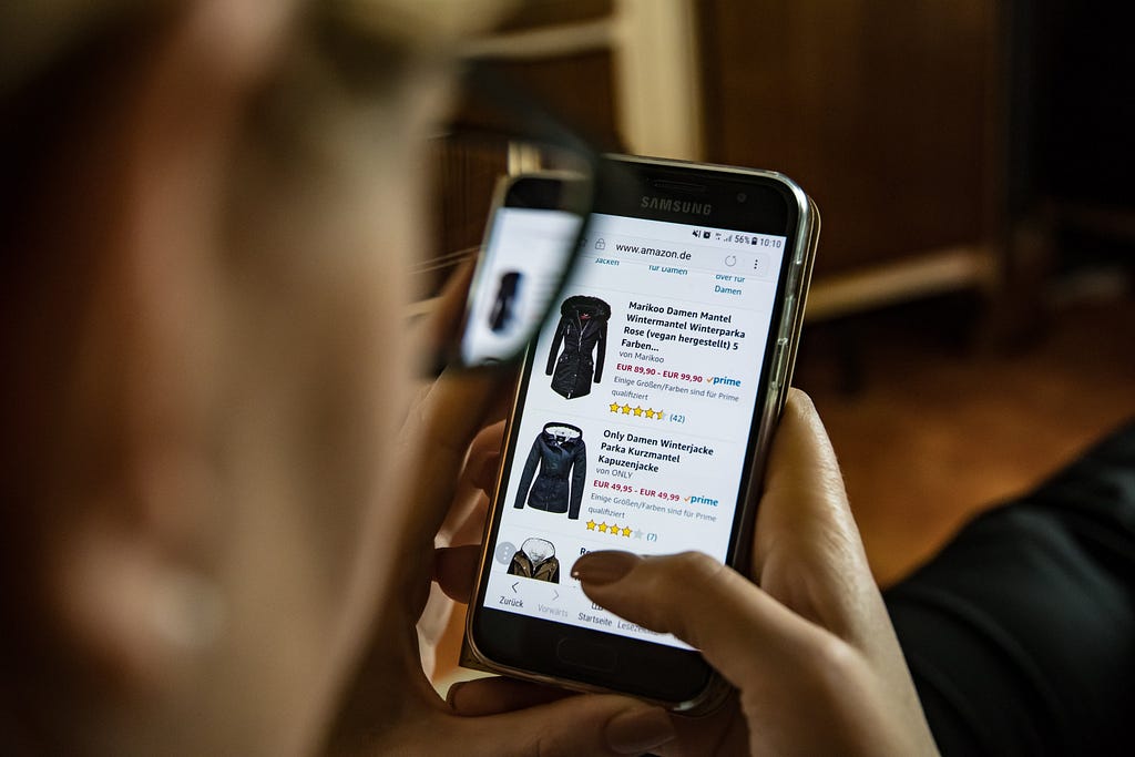 A customer browsing products on an eCommerce platform