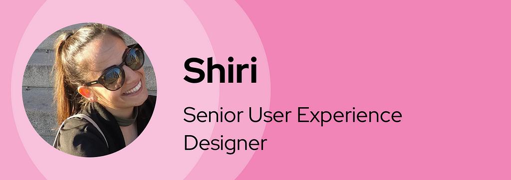 A banner graphic introducing Shiri with her name, title, and headshot.