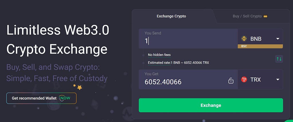 Exchange BNB(bsc) for Tron(TRX) on ChangeNow