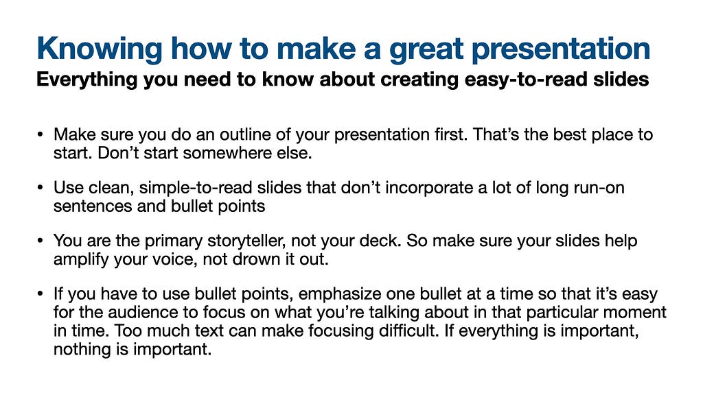 A bullet-point filled presentation slide.