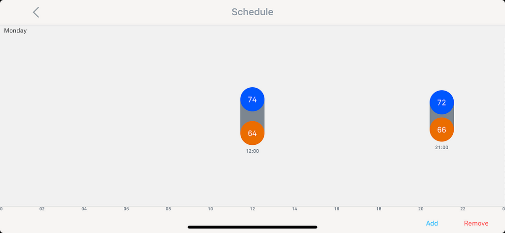 Nest’s schedule settings UI.