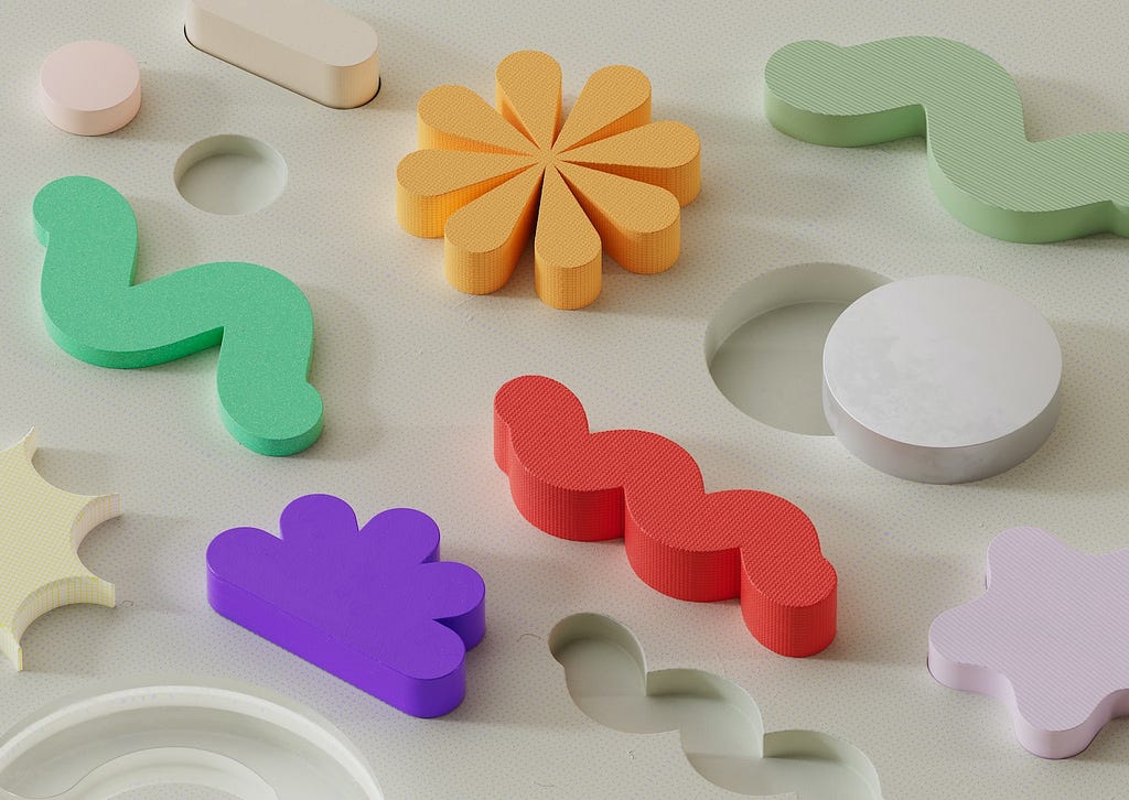 colorful 3d shapes, rendered