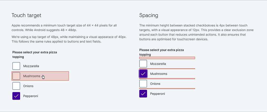 A screen shot of the light weight documentation used in our Figma library