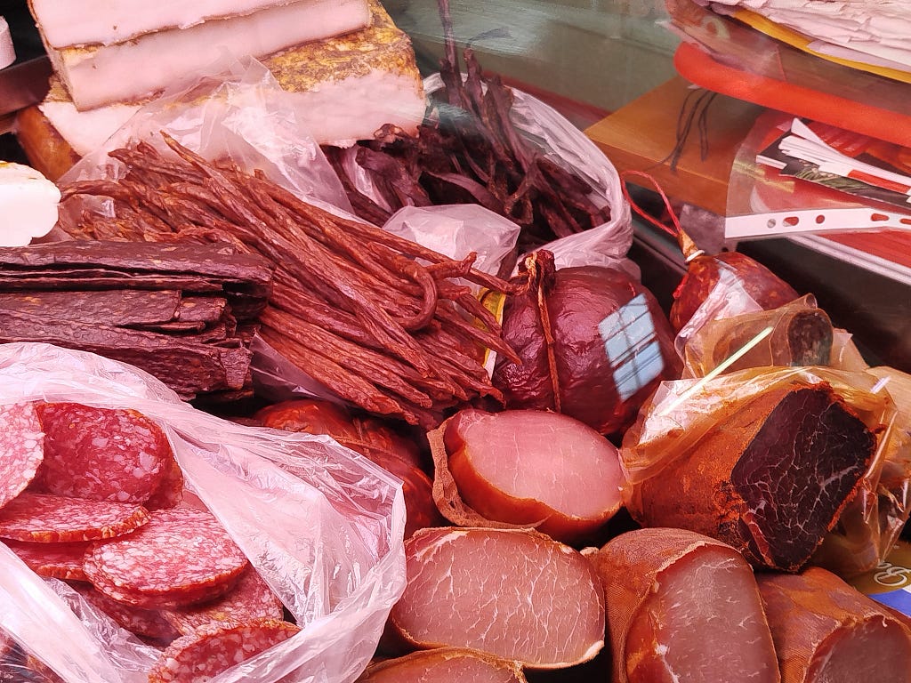 Riga Central market. Sausages