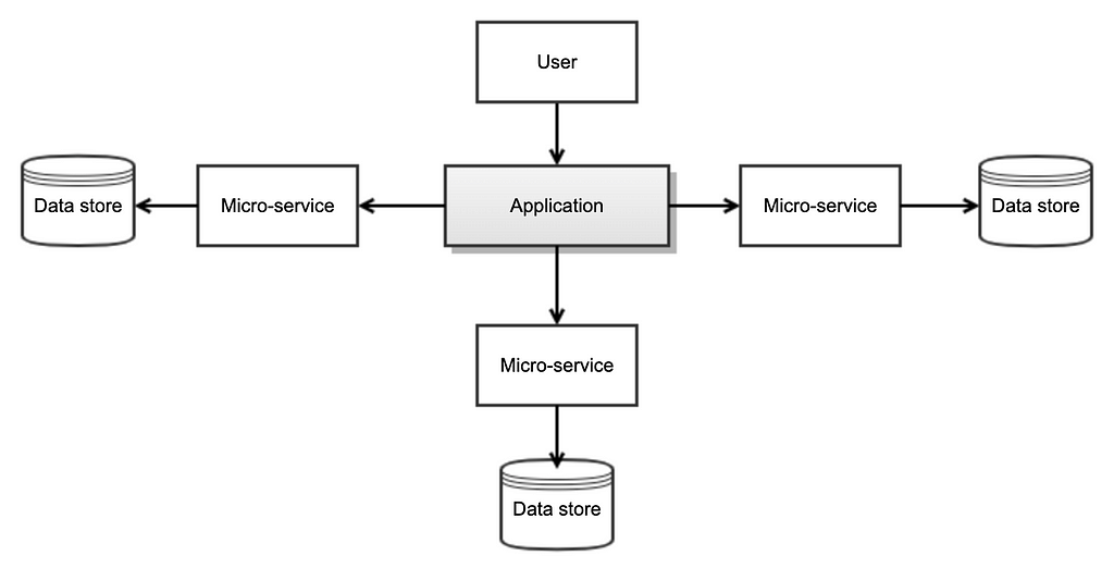 Micro-service Architecture indicating the interaction of the user with application and various micro-services (Image by Author)