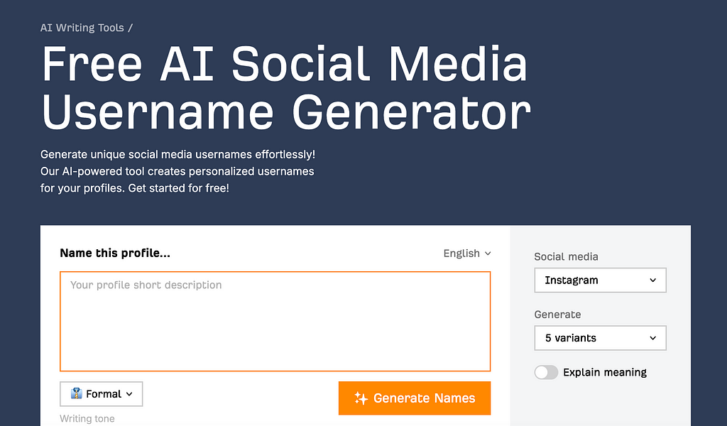 free ai username generator