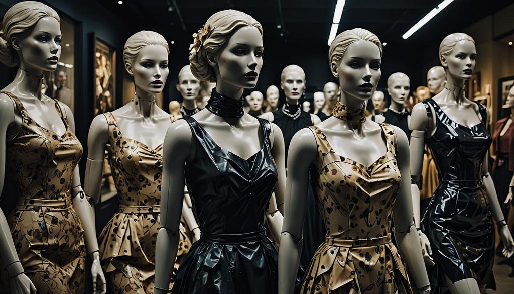 Group of shop display mannequins