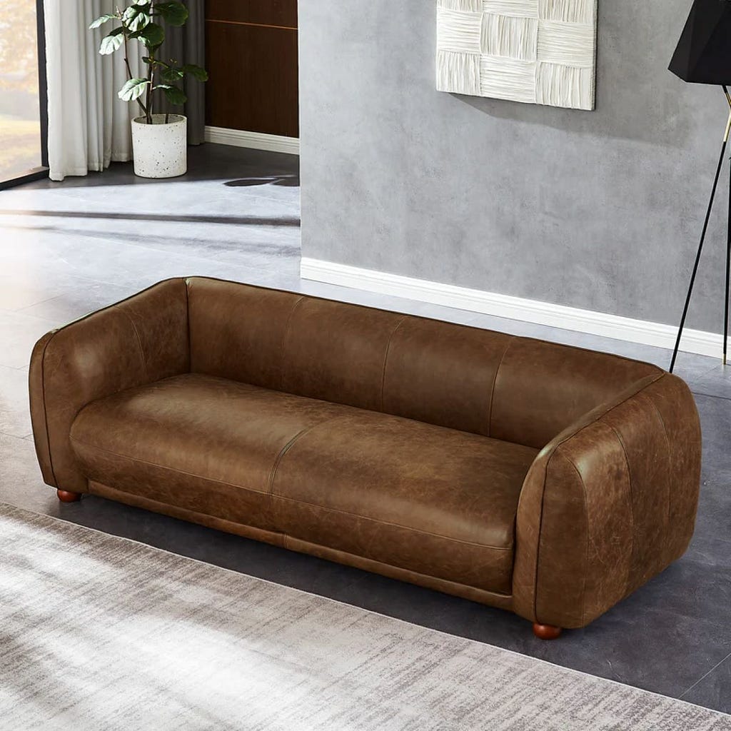 Miller Brown Leather Sofa from Mid in Mod