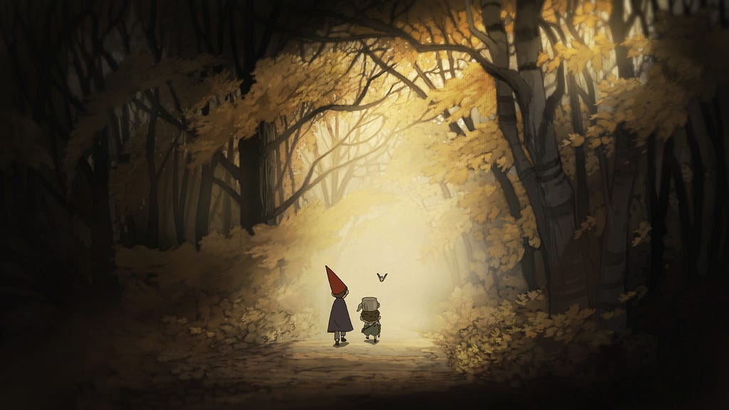 Wirt and Greg, followed by Beatrice, the blue bird — The main cast of this adventure