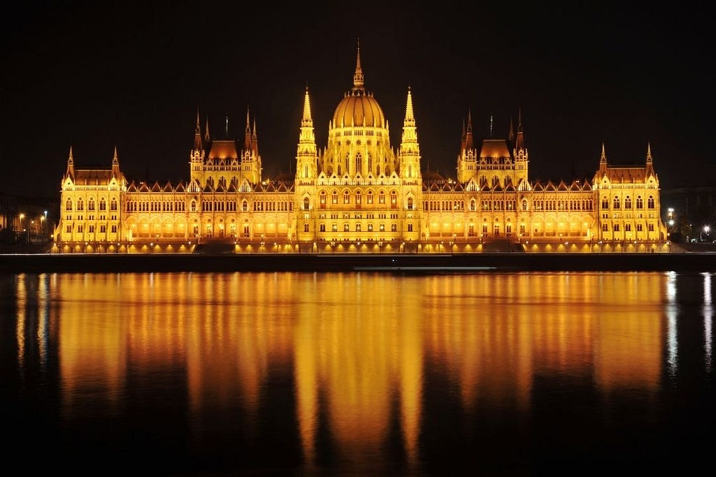 Hungarian Parliament House by night