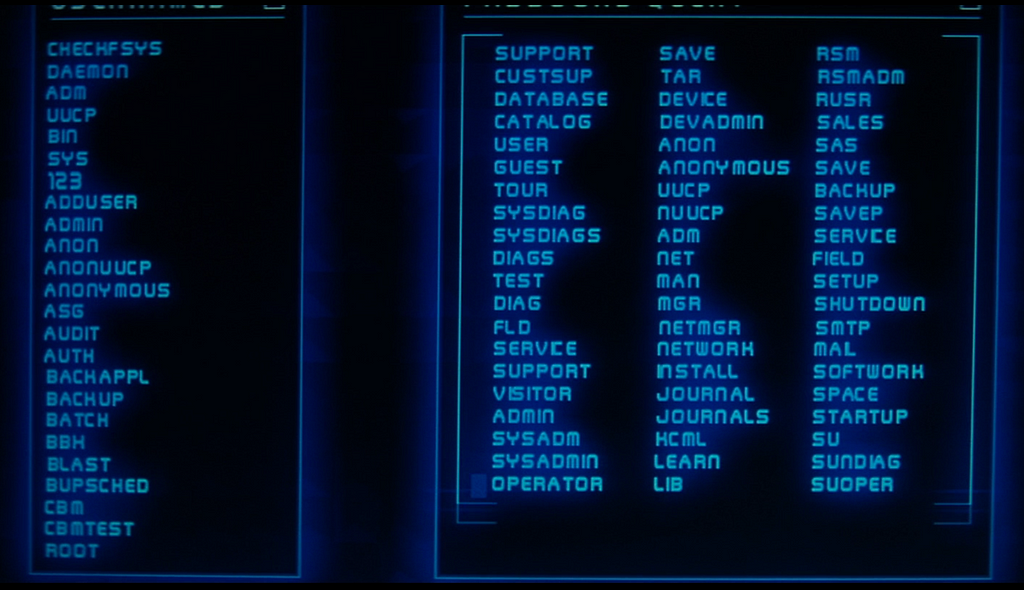 A list of common words on Jobsworth’s screen