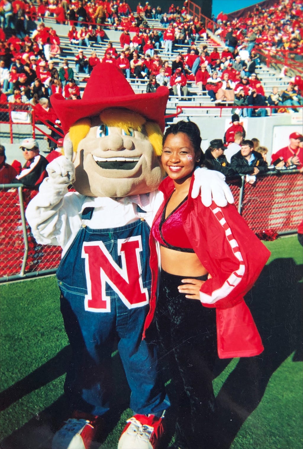 A photo of Erynn during her time as a Husker cheerleader